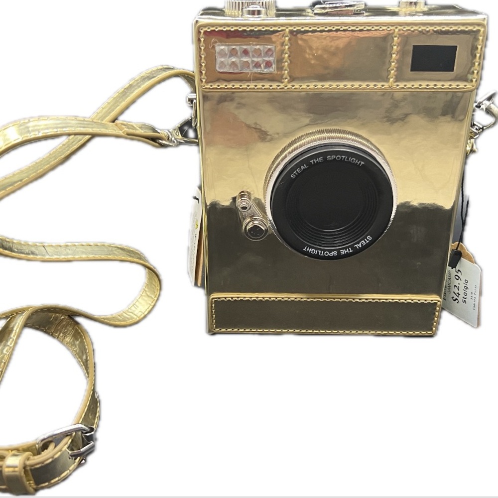 Gold Camera Shaped Crossbody Bag